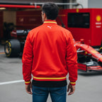 Emphasising the locked-in regular fit and the professional "Ferrari Red" colour depth.