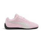 Clean lateral side profile highlighting the smooth arch of the Whisp of Pink suede upper and the crisp white Formstrip overlay.