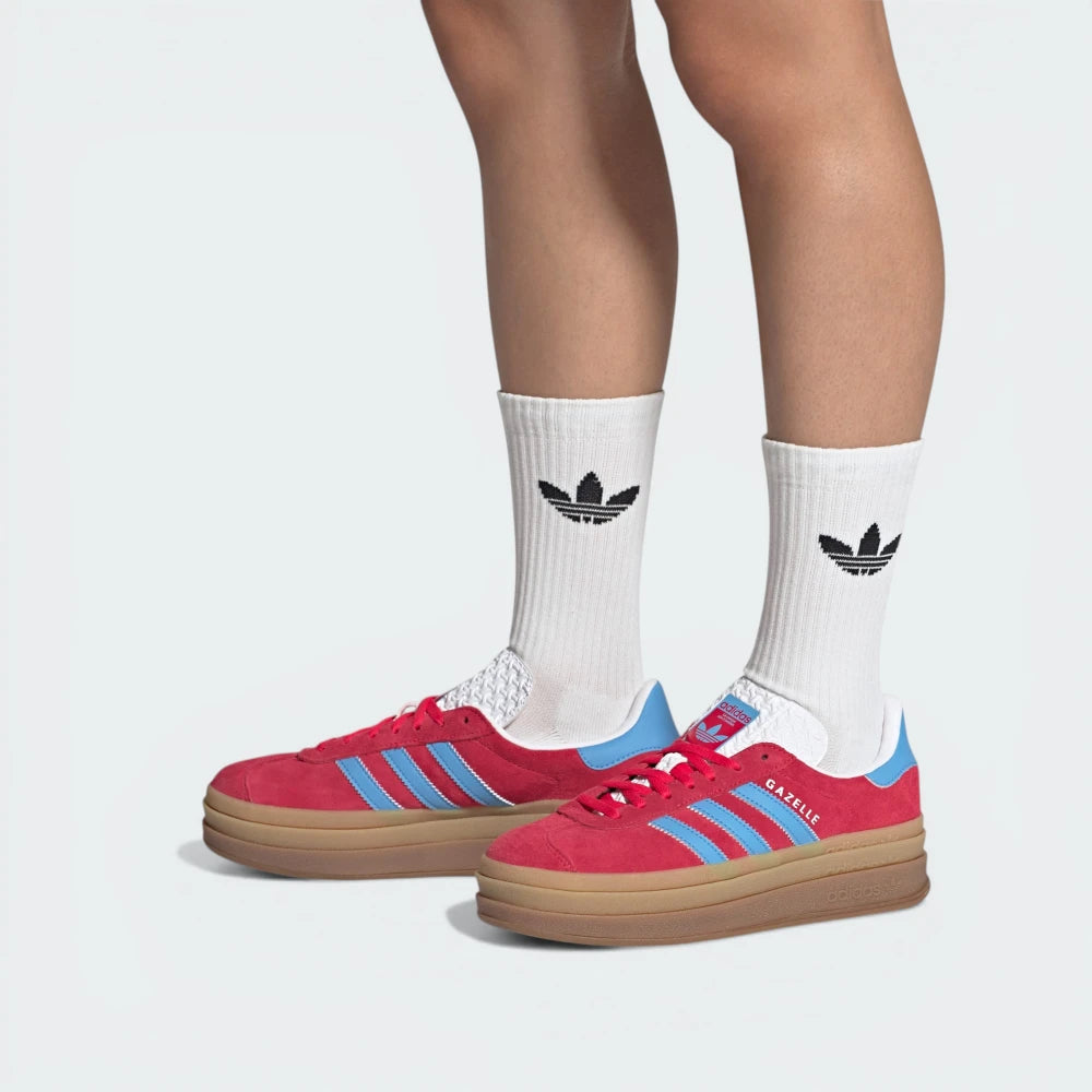 Model wearing the adidas gazelle bold