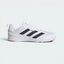 Highlights the high-velocity sweep of the Core Black 3-Stripes branding, showing the professional, clean texture of the Cloud White textile body, the broad hook-and-loop strap crossing the midfoot, and the completely flat, low-to-the-ground zero-drop profile line accented with Grey Two panels.