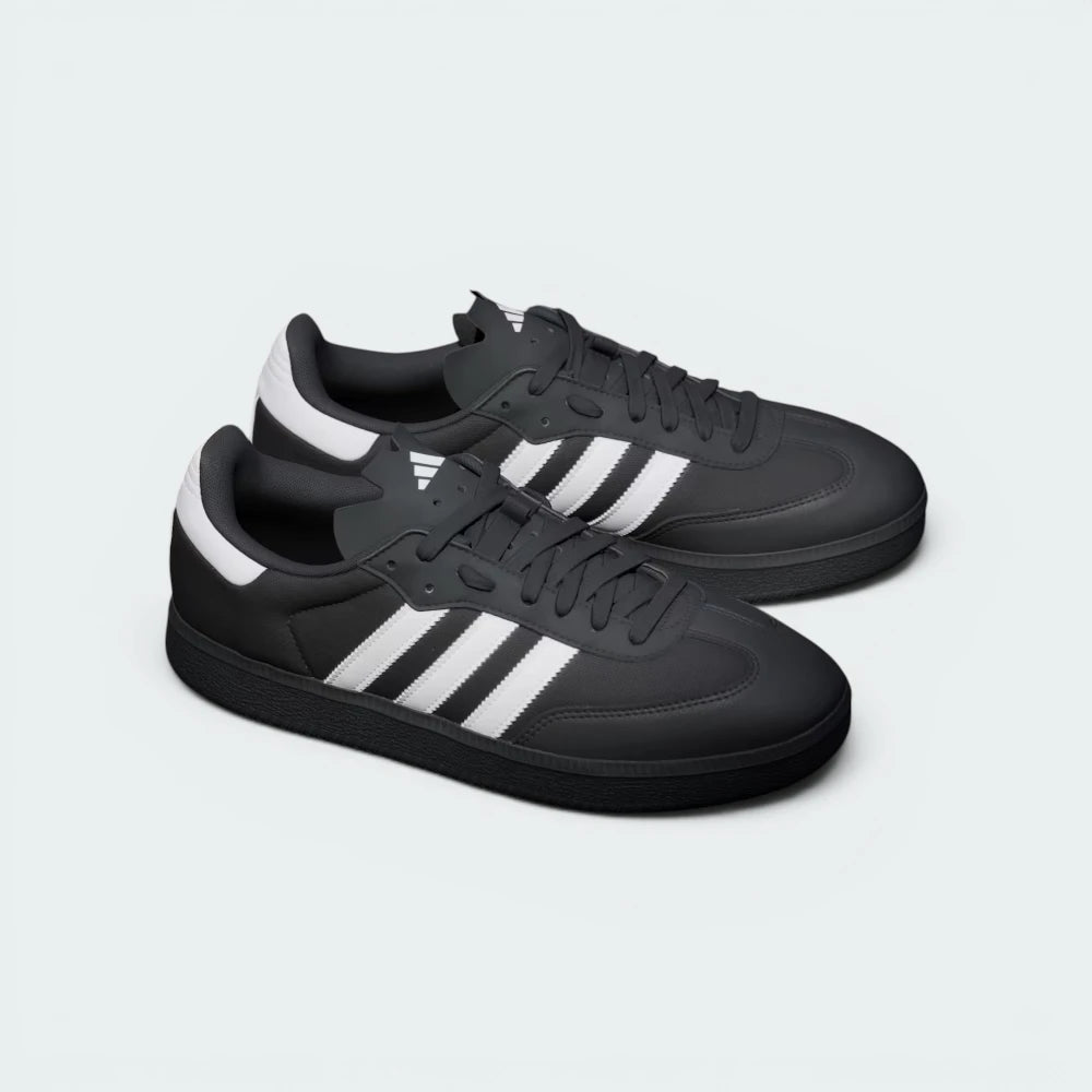 Emphasising how closely the structural profile mirrors a standard lifestyle Samba shoe while providing rigid cycling enhancements.