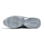 Displays the full-length white rubber sole, showcasing the organic, liquid-ripple tread pattern, central arch shank, and debossed "AIRMAX" heel branding.