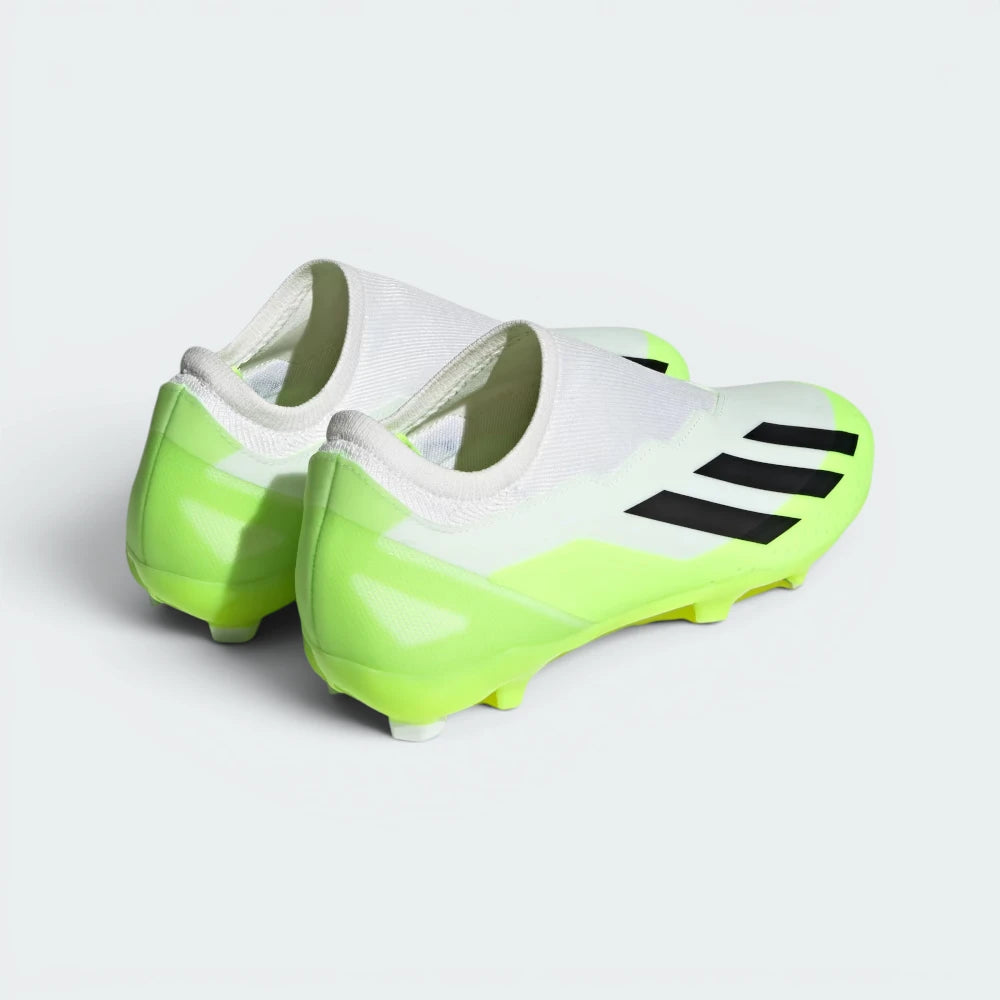 Focuses on the stable heel counter layout and the professional finish of the printed adidas performance logos.