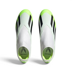 Focuses on the clean, seamless laceless construction and the high-definition texture of the knit ankle collar.