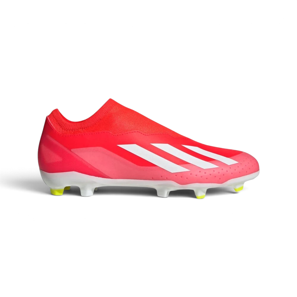 Highlights the high-velocity white adidas 3-Stripes slashing across the professional depth of the Solar Red coated textile upper. Main image