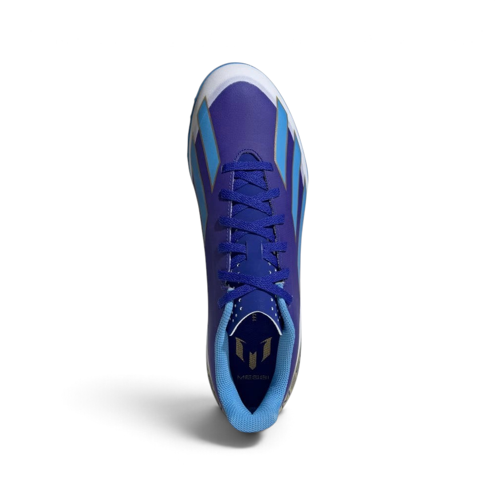Focuses on the locked-in lace closure configuration and the clean, streamlined layout of the toe strike zone.
