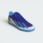 Emphasising the low-profile aerodynamic silhouette and the professional "Blue Burst" colour gradients.