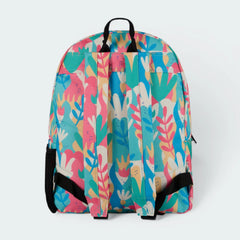 Emphasising the locked-in padded straps and the professional depth of the multi-colour print.