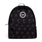 Focuses on the locked-in zip closure and the professional embroidered HYPE. crest against the crown print.