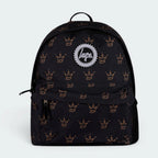 Focuses on the locked-in zip closure and the professional embroidered HYPE. crest against the crown print.