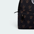 Details the high-definition embroidery and the precision of the front pocket zip.