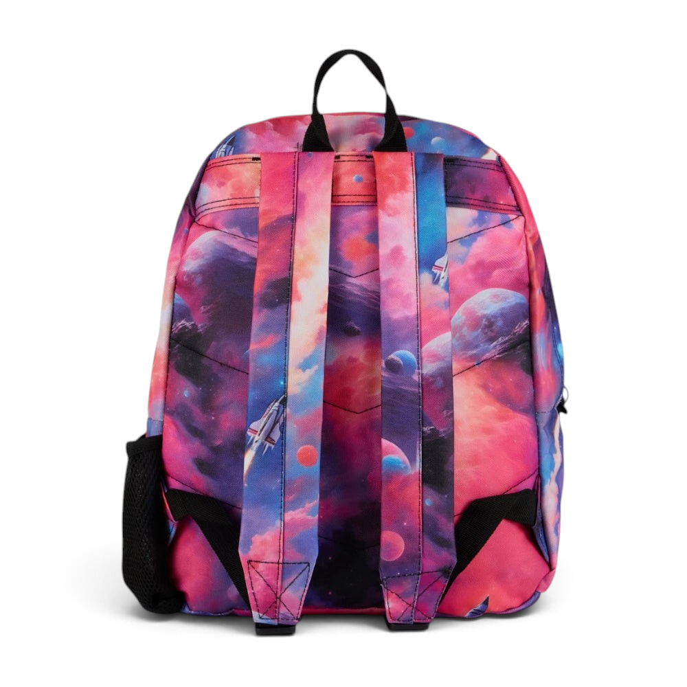 Emphasising the locked-in padded straps and the professional depth of the rocket graphics.