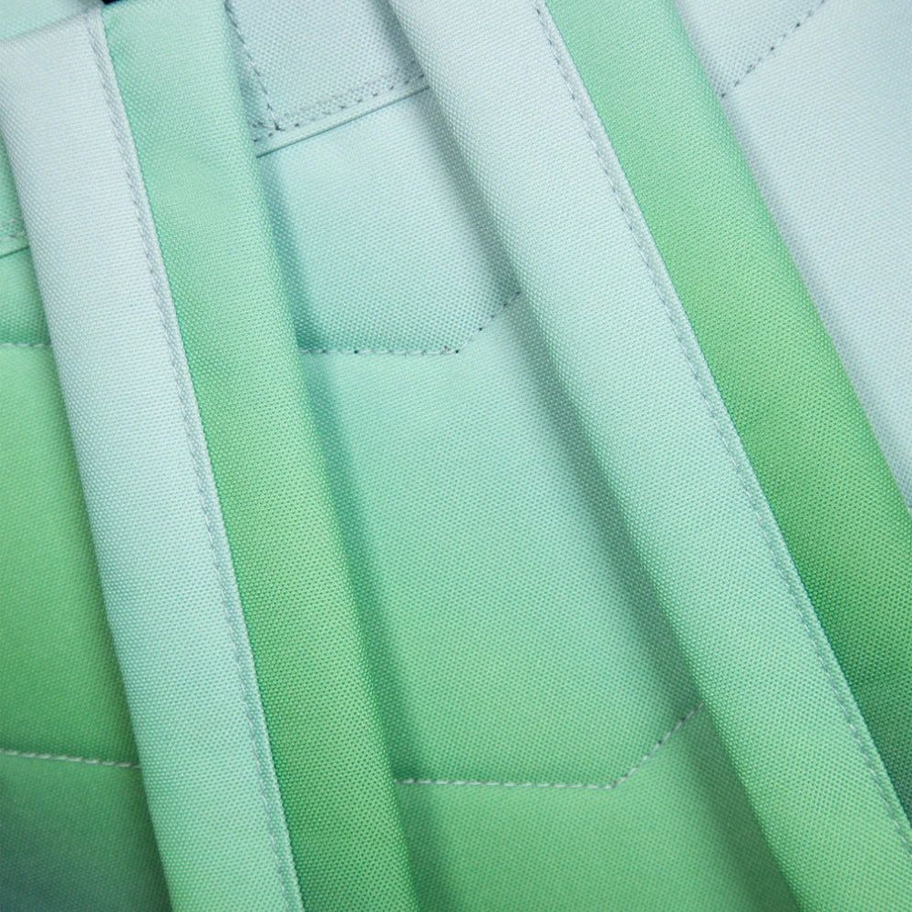 Focuses on the padded back panel and the professional webbing grab handle.