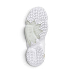 Bottom view of the robust rubber outsole with multi-directional traction patterns designed for exceptional grip on the court.