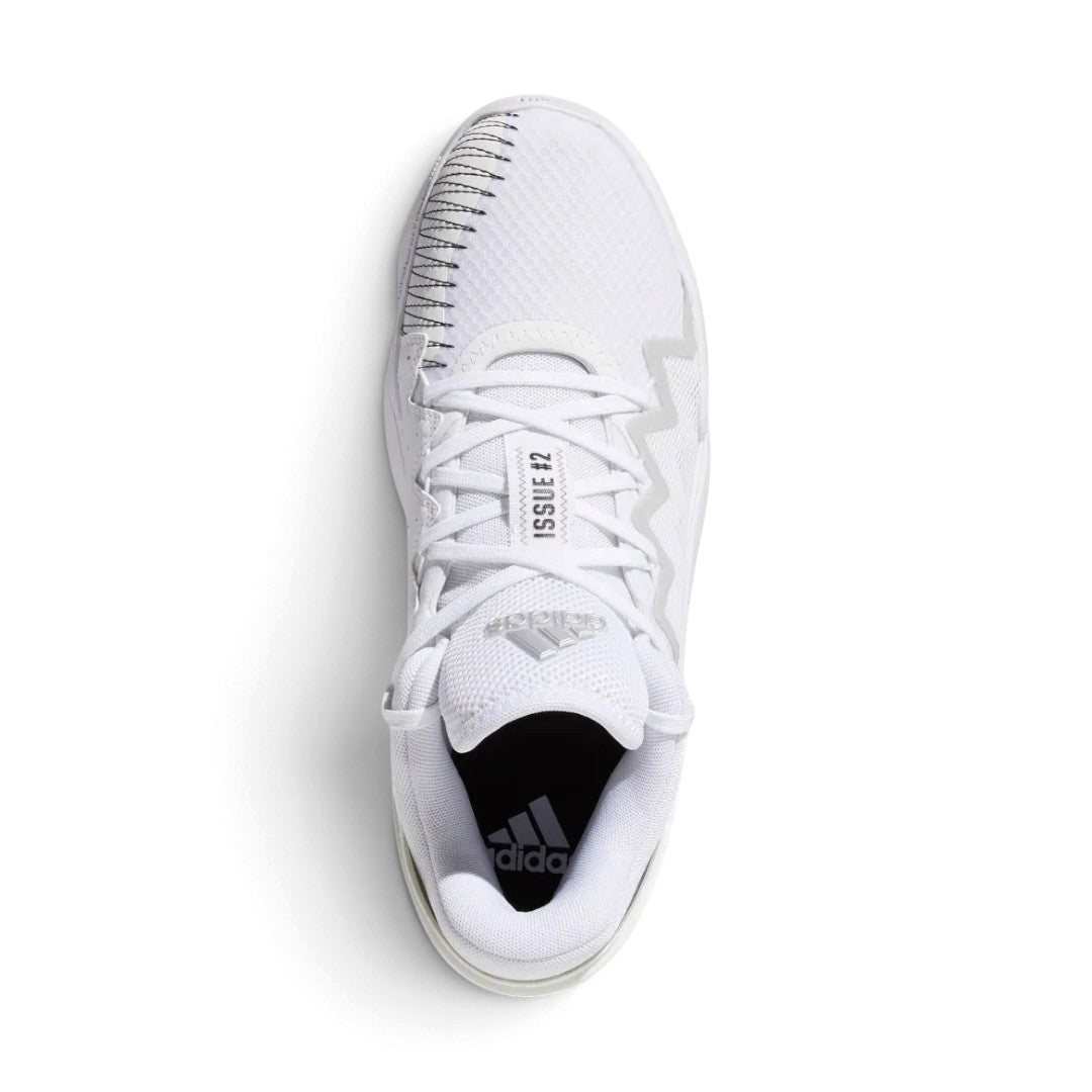 Top-down view highlighting the unique lacing system, the "Issue #2" tongue label, and the interior branded insole.
