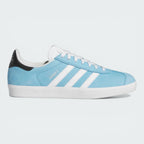 The Zenith blue Gazelle ADV, highlighting the Crystal White 3-Stripes and the elevated foxing tape.