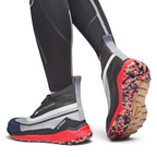 Details the high-definition texture of the toe step featuring a textured panel for durable protection.