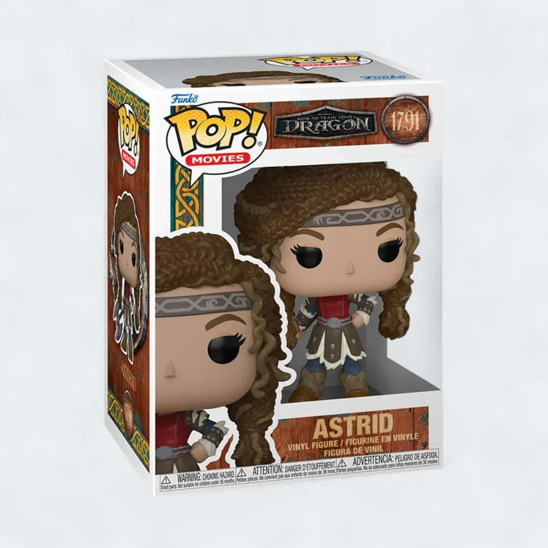 Funko Pop! Movies How to Train Your Dragon Astrid #1791 vinyl figure in window display box, showing Astrid in her Viking attire, possibly holding an axe. Main image