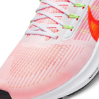 Close-up of the front of the Nike Pegasus 39, showing the reinforced mesh toe cap and the integrated Flywire lacing for a secure fit.
