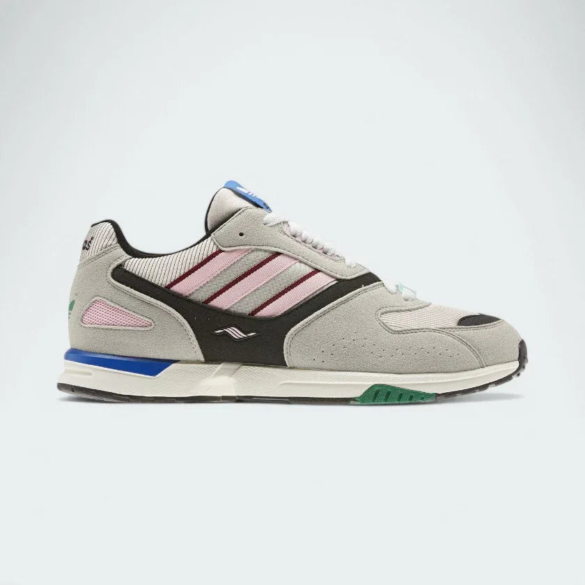 Adidas ZX 4000 Men's trainers in grey, side profile showing layered mesh and suede upper, plastic Torsion System arch support, and rubber sole. Main image