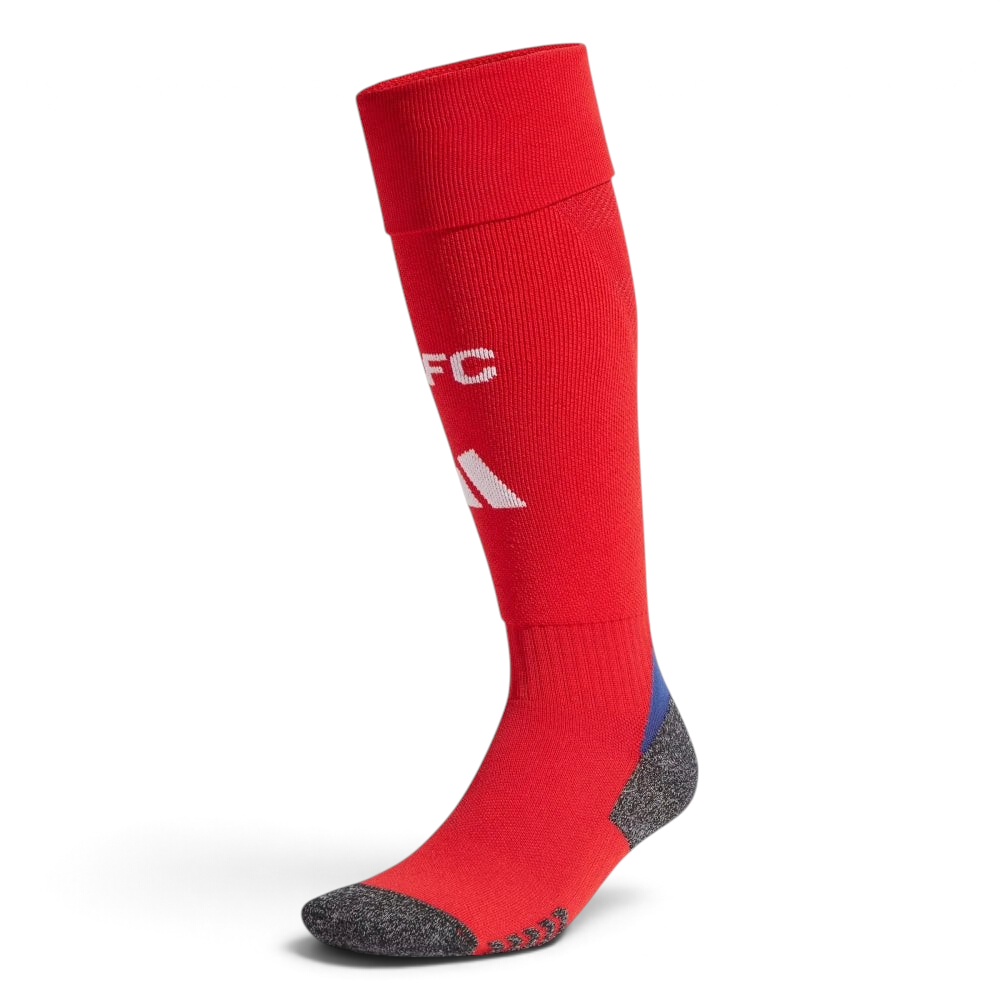 Highlights the high-velocity white adidas 3-Stripes branding running down the calf and the professional depth of the Better Scarlet fabric. Main image