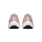 Close-up rear angle focusing on the supportive Pink Oxford heel counters, the tapered white midsole flare, and the vertical reflective rear strip designed for night-running visibility