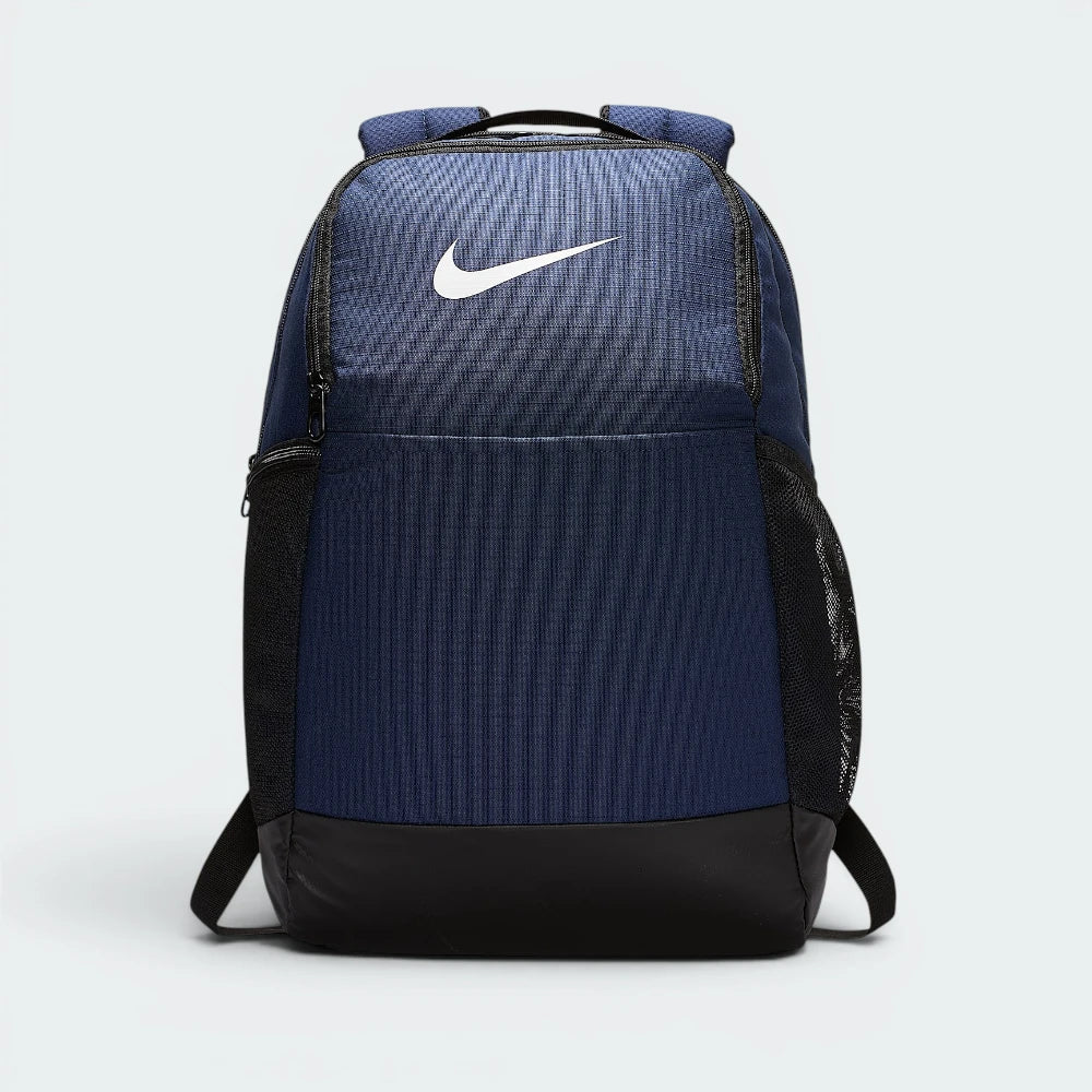 Focuses on the locked-in upper layout, displaying the perfect symmetry of the heavy-duty black webbed haul loop handle and the dual-zipper paths leading into the protected laptop sleeve vault.