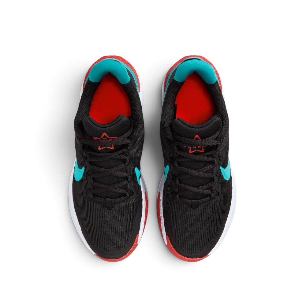 Focuses on the locked-in standard cut lacing layout, displaying the perfect symmetry of the black mesh tongue, black laces, and the breathable perforations guarding the front toe box area.