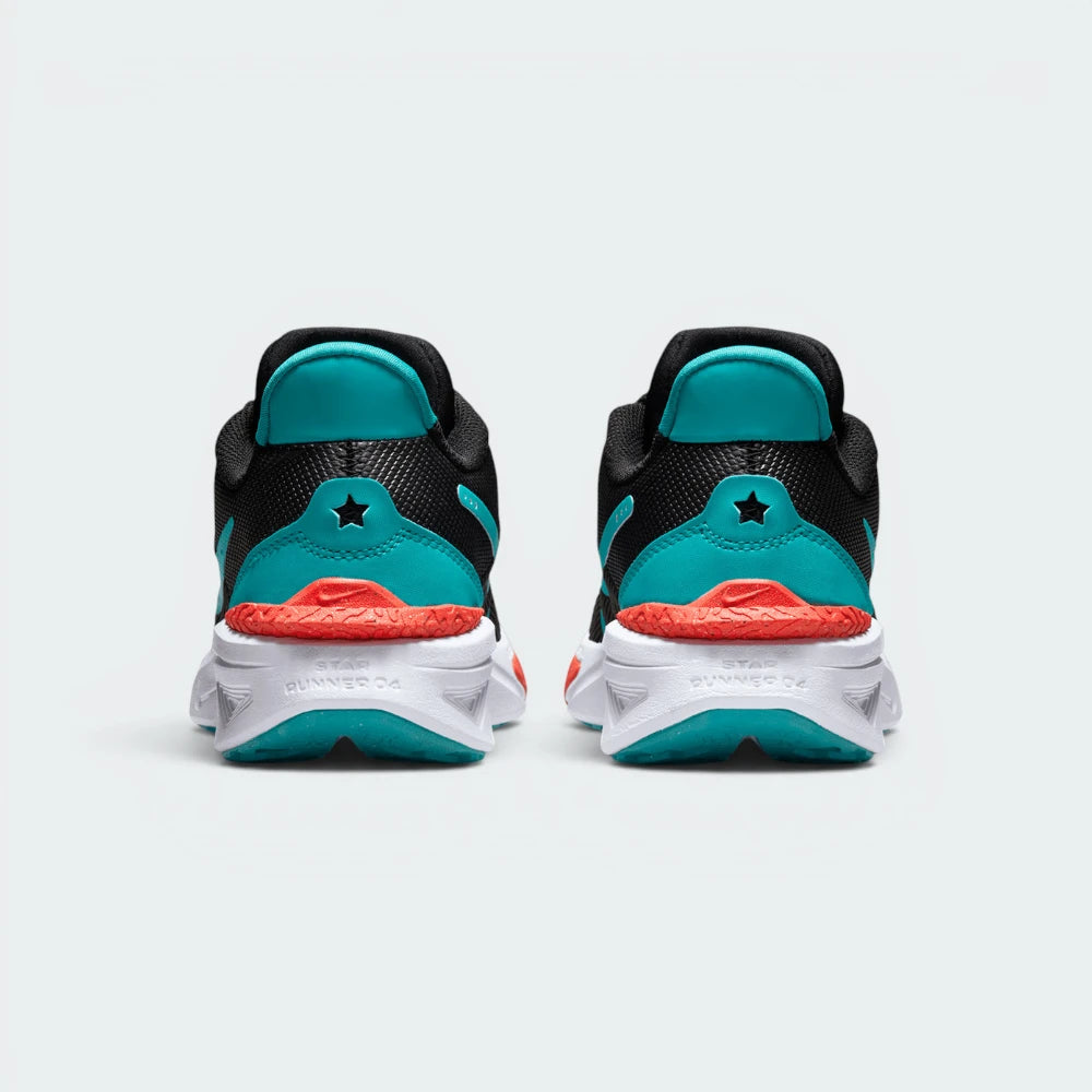 Focuses on the contoured shape of the flexible ankle collar, highlighting the unique curved rib resting above the midsole heel line, built to streamline hands-free shoe removals.