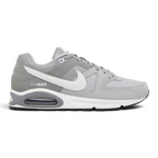 Highlights the high-velocity sweep of the contrasting white Nike Swoosh, showing the professional, multi-textured grey mesh underlays, the clean Stealth grey overlays, and the prominent visible Max Air window embedded in the heel of the foam midsole.