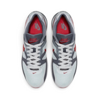 Trade Sports Nike Air Max Command trainers in grey and white with gym red accents, viewed from directly above.