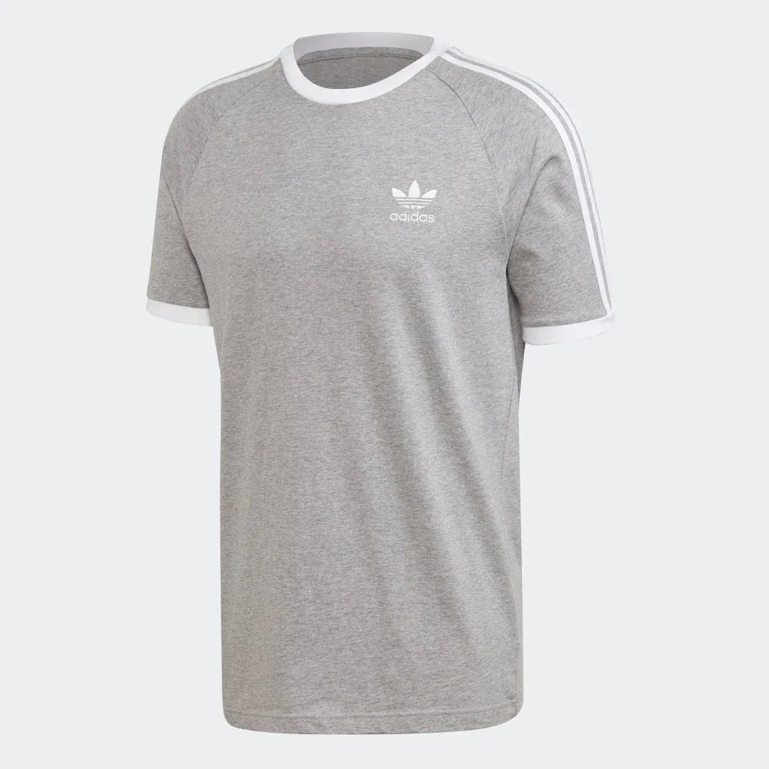 Front view of grey adidas t-shirt on ghost mannequin