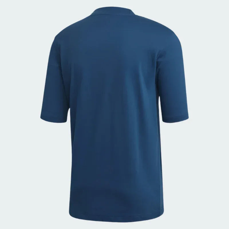 Rear view of the adidas Originals Trefoil Outline T-Shirt Men's in Legend Marine, showing the plain back and relaxed, oversize silhouette.