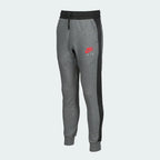 Nike Air NSW Fleece Men's Tracksuit in heather grey, front view showing the  tapered joggers, with Nike Air logos visible.