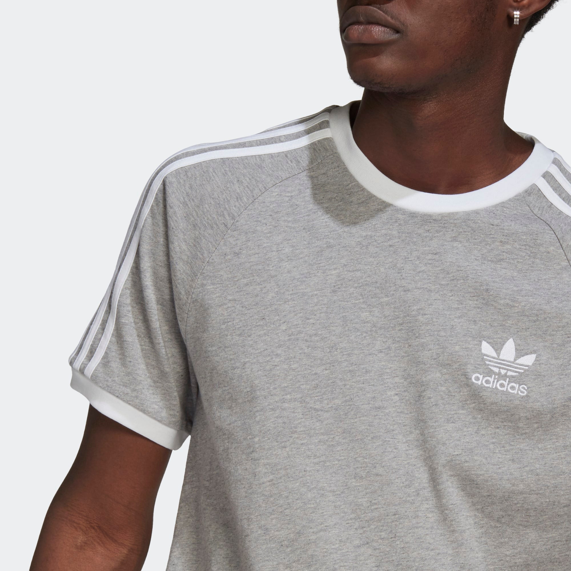 adidas Originals Men s 3 Stripe T Shirt Grey