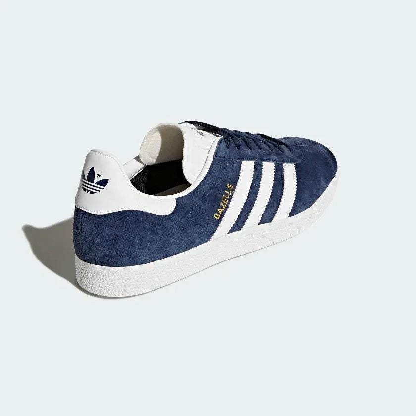 Back view of adidas Originals Gazelle Men's trainers showing white heel tab with adidas Trefoil logo