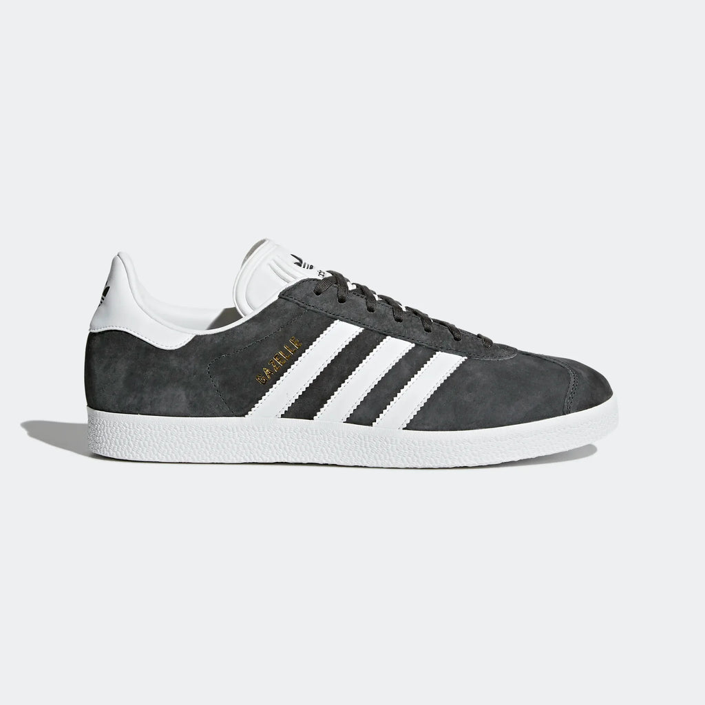 adidas Originals Gazelle Men's BB5480 side view showing black suede upper and white 3-Stripes