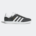 adidas Originals Gazelle Men's BB5480 side view showing black suede upper and white 3-Stripes