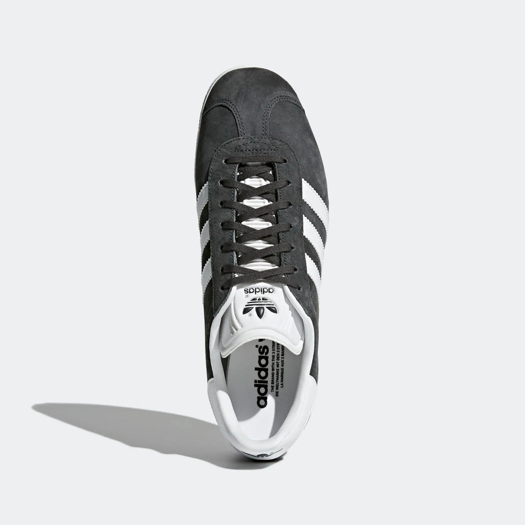 Top-down view of adidas Originals Gazelle Men's trainers showing tongue, laces, and heel tabs