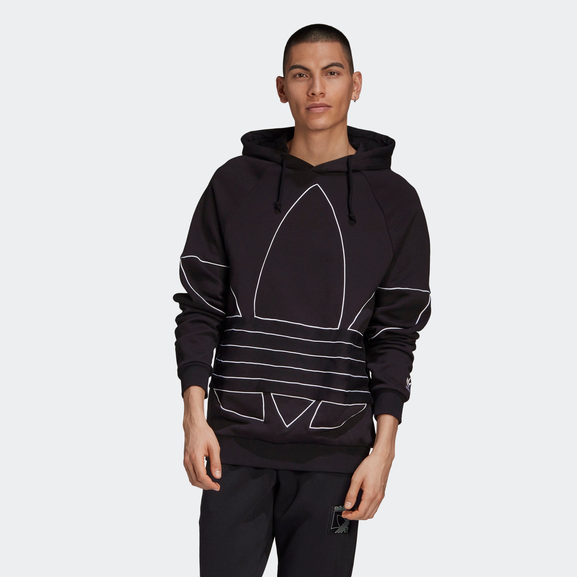 Adidas Originals Men s Big Trefoil Outline Hoodie Black GE0823