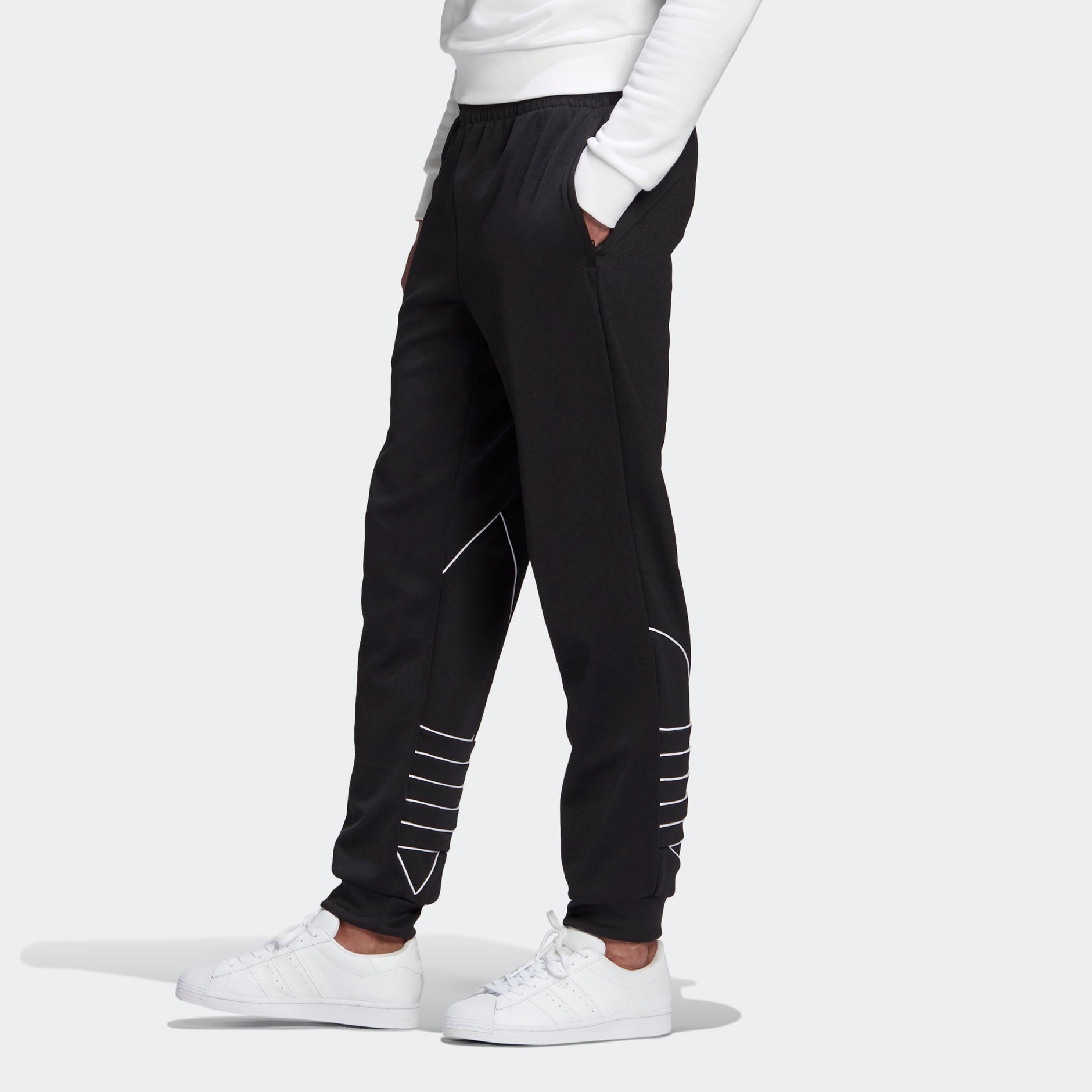 Adidas originals joggers with outline trefoil in navy clearance
