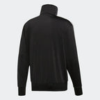 Adidas Firebird Track Jacket Men's in black, back view showcasing the plain design and the top of the collar.