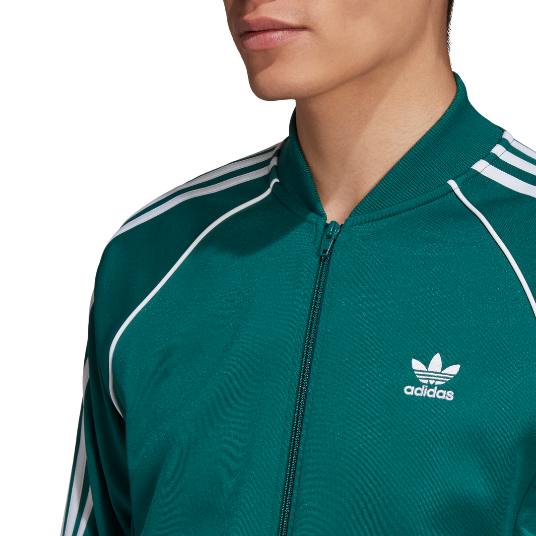 Adidas originals green sales superstar track top