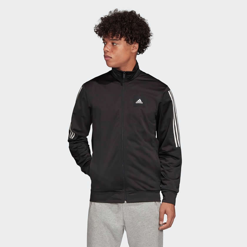 Adidas Essentials Men's Must Have Tricot Track Jacket - Black