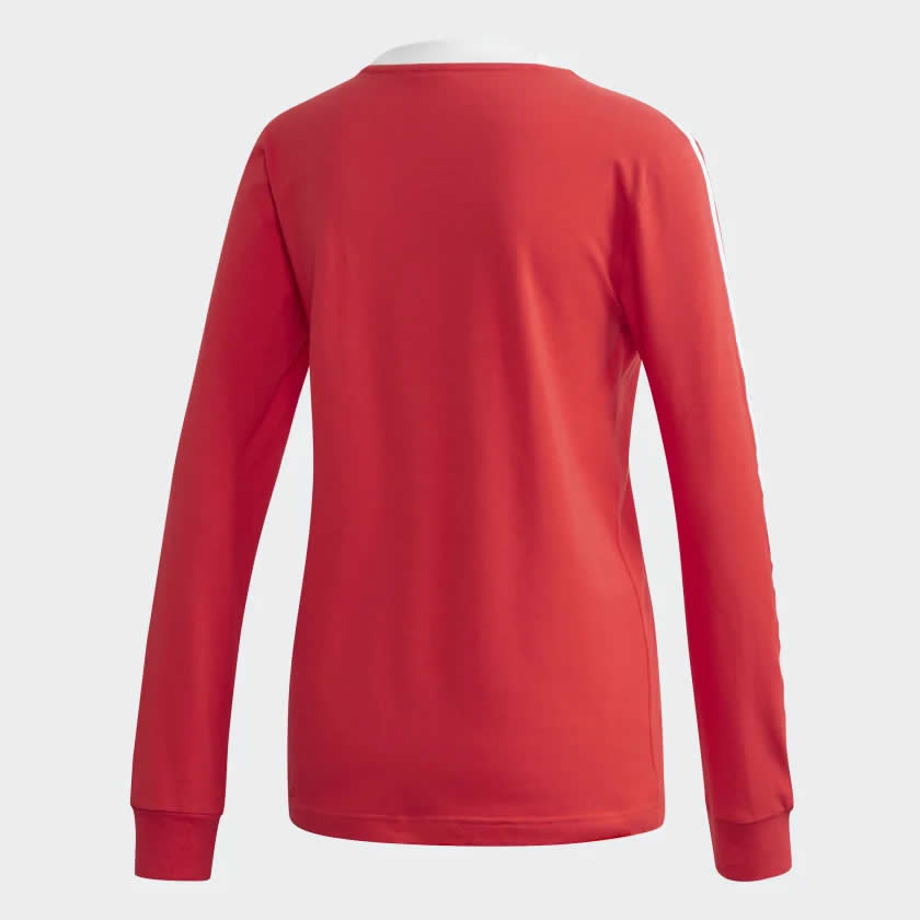 tradesports.co.uk Adidas Originals Women's 3 Stripes Tee Shirt - Red