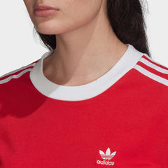 tradesports.co.uk Adidas Originals Women's 3 Stripes Tee Shirt - Red
