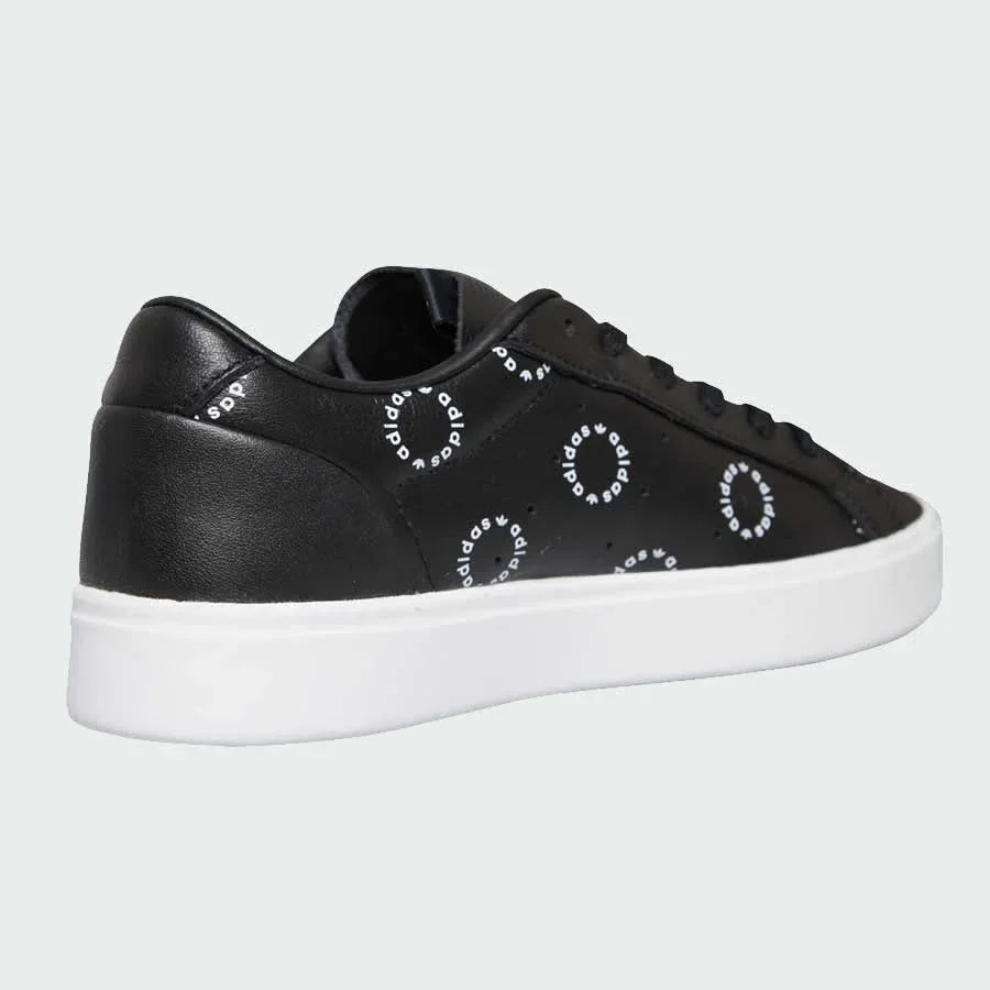 Rear view of the Adidas Originals Sleek Women's trainers, focusing on the heel tab and Adidas branding.