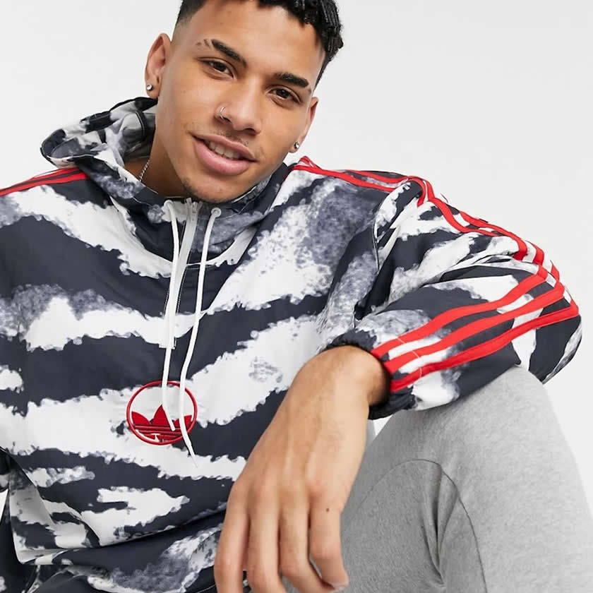 tradesports.co.uk Adidas Originals Men's Zebra Print Anorak Jacket - White