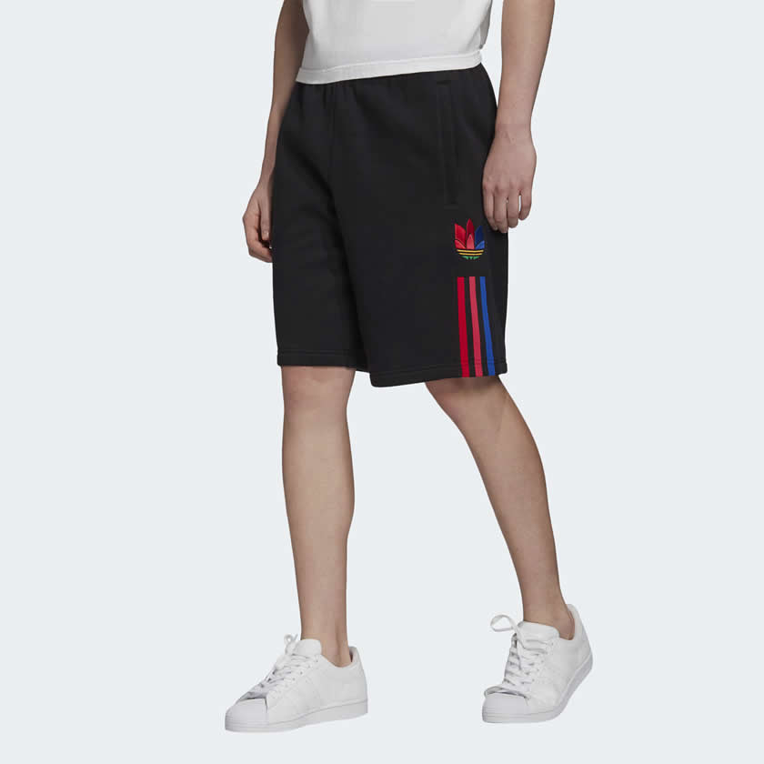 tradesports.co.uk Adidas Originals Men's 3D Trefoil 3 Stripes Sweat Shorts - Black