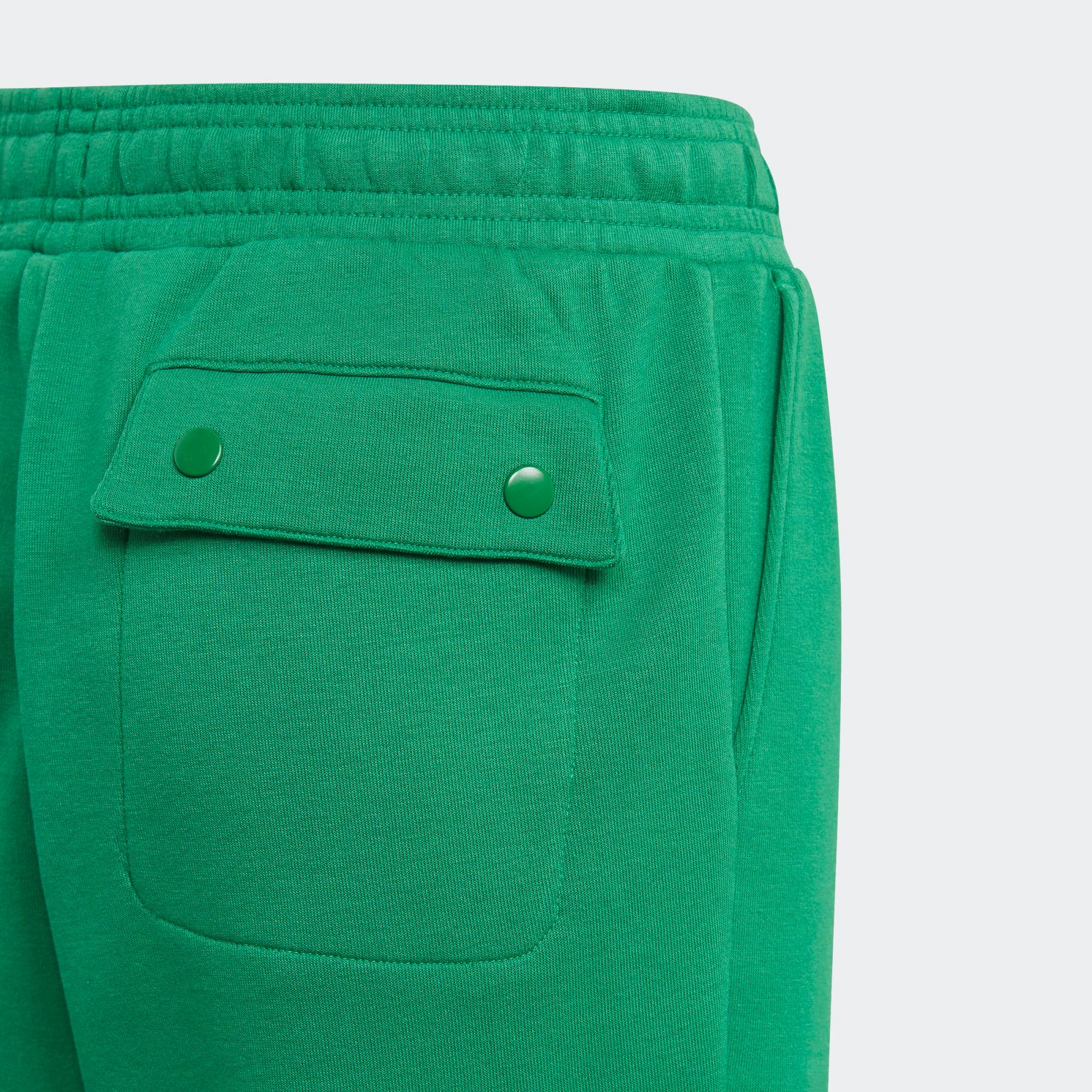 adidas x LEGO Kids' Fleece Track Pants GN6803 close-up showing soft fleece material and stitching